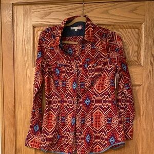 Tin Haul HTF Aztec Patterned Women's Western Top